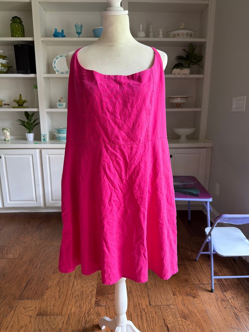 NWT Women’s XL Old Navy Fuchsia Pink Linen Blend Summer Dress